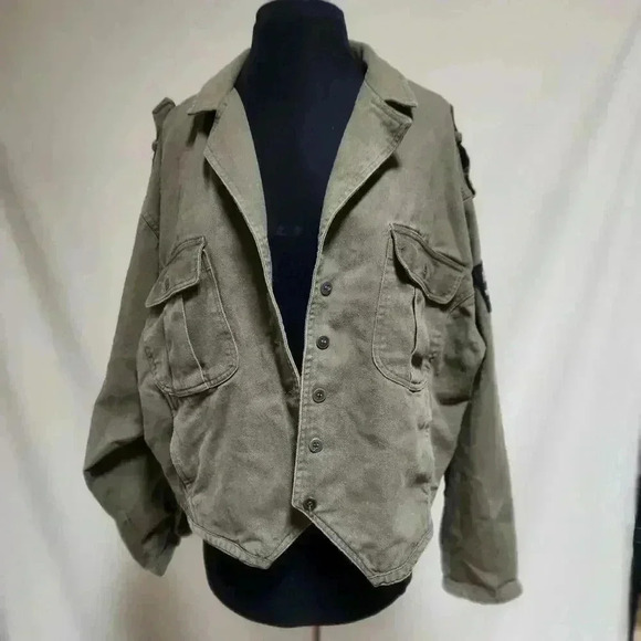 Ultra Pink Large Drab Green Military Inspired Jacket‎ Unisex Corset Back Grunge - Picture 1 of 14